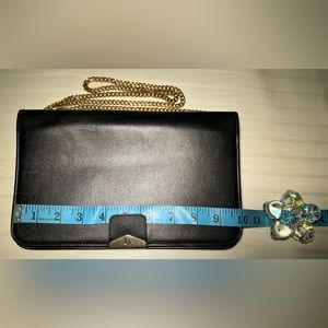 Preloved Dior Shoulder/Clutch. Black leather w/ Classic Monogram Print Interior.